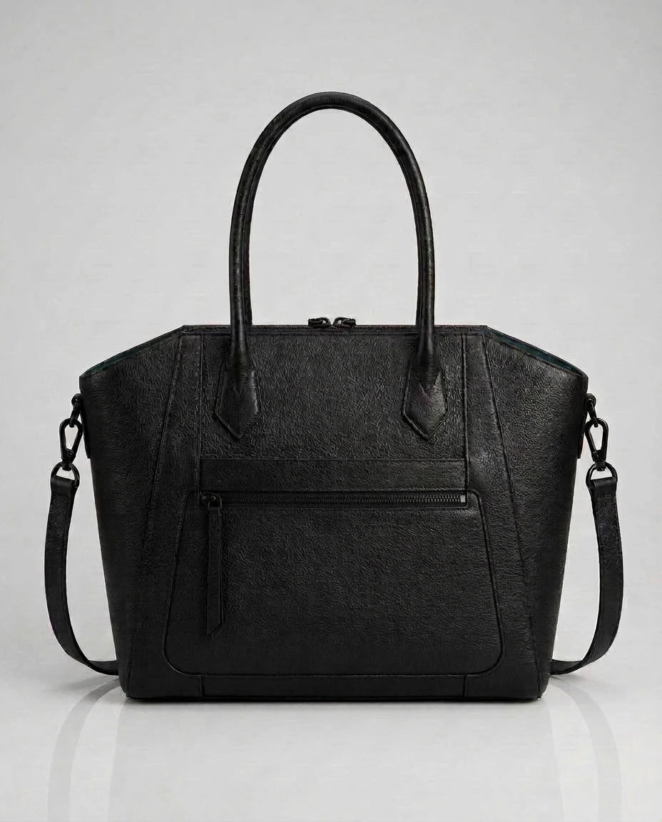 Principal Tote in black, back, trolley sleeve